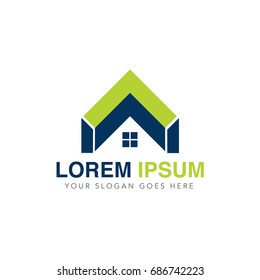 Vector Blue Green Home Logo design. Real estate agent or Company logo.