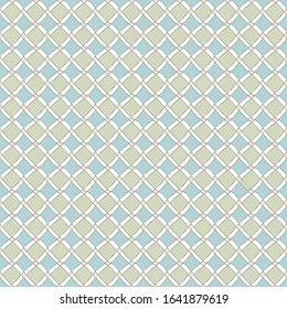Vector Blue Green Peach Diamonds on White. Background Seamless Repeat Pattern 