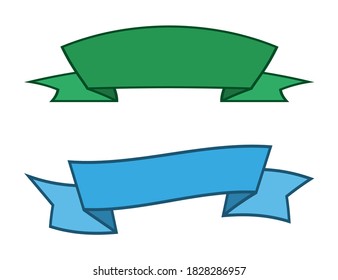 Vector blue and green ribbon banner 