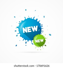 Vector Blue and Green Stickers - Stains With New Title 