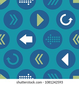 Vector Blue Green Teal Arrow Circles Seamless Pattern Background. Surface pattern design perfect for fabric, scrapbooking, kids, and home decor projects.