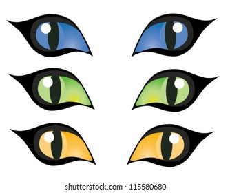 vector blue, green and yellow cats eyes