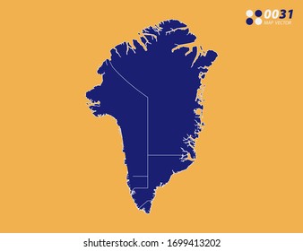 Vector blue of Greenland map on yellow background.