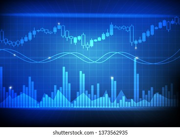 Vector : Blue grid with increasing business graph