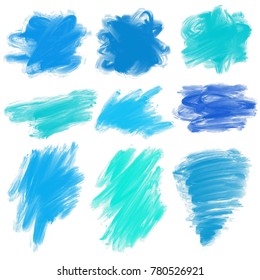Vector blue grunge brush paint texture design. Acrylic hand painted art design 