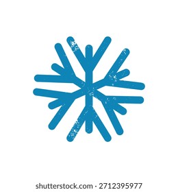 Vetor azul grunge ícone floco de neve em fundo branco.