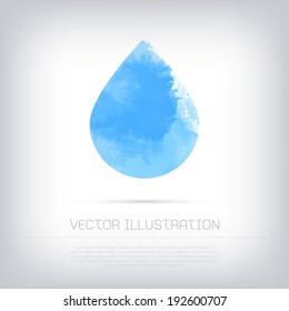 Vector Blue Grungy Watercolor Water Drop Icon