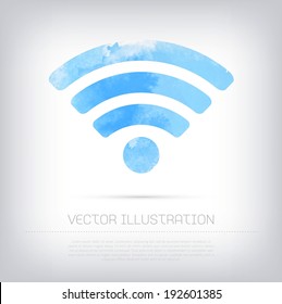 Vector blue grungy watercolor wifi icon