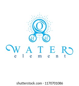 Vector blue H2O water logo for use as business emblem in spa and resort organizations.