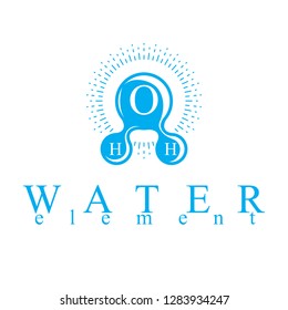 Vector blue H2O water logo for use as business emblem in spa and resort organizations.