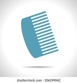 Vector blue hairbrush flat icon with shadow. Eps10