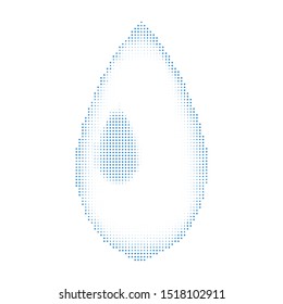 Vector Blue Halftone Water Drop Icon on White Background. Natural Dotted Raindrop Design.