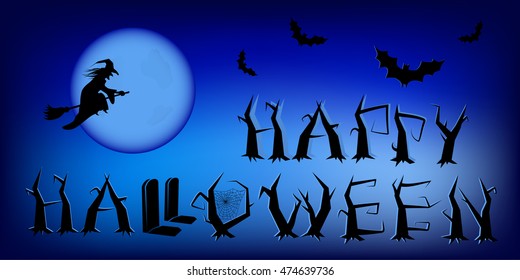Vector blue halloween poster.