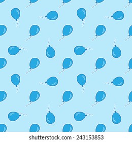 Vector blue hand drawn doodle balloons seamless pattern