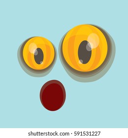 vector blue hand drawn funny monster face. cartoon monster smiling face for kids background or greeting cards.