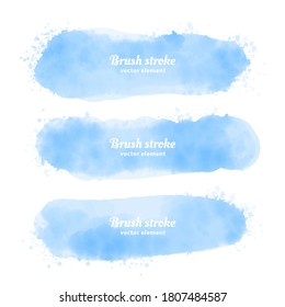 Vector blue Hand drawn watercolor elements set. Watercolor brush stroke.