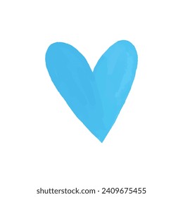 Vector blue hand drawn watercolor with hearts design elements for valentine day.