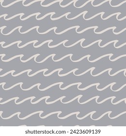 Vector blue hand drawn waves seamless pattern background. Perfect for fabric, scrapbooking, wallpaper projects