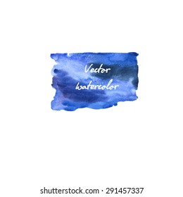 Vector blue hand painted watercolor background template