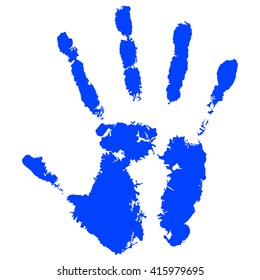 Vector Blue Hand Print On White Background