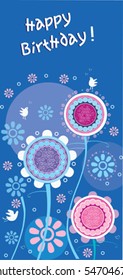 Vector Blue Happy Birthday Background