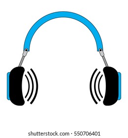 Vector blue headphone icon on white background