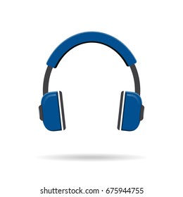 Vector blue headphones icon isolated on modern white background