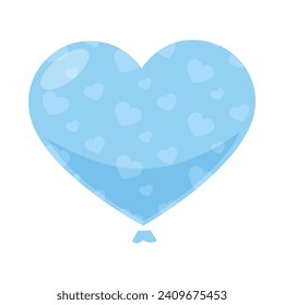 Vector blue heart balloon on white background.