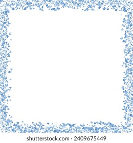 Vector blue heart frame for valentines day abstract love background.