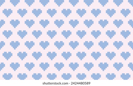 vector blue heart with pixel style background