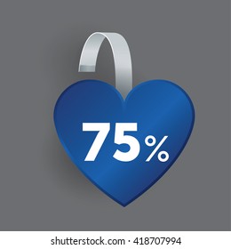 Vector Blue heart shape Wobbler with Transparent Strip Isolated on a grey Background