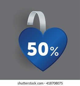 Vector Blue heart shape Wobbler with Transparent Strip Isolated on a grey Background