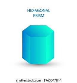 Vector blue hexagonal prism with gradients and shadow for game, icon, package design, logo, mobile, ui, web, education. 3d hexagon on a white background. Geometric figures for your design.