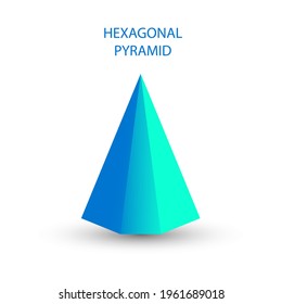 Vector blue hexagonal pyramid with gradients and shadow for game, icon, package design, logo, mobile, ui, web, education. 3d hexagon on a white background. Geometric figures for your design.