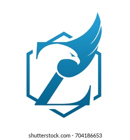 Vector Blue Hive Eagle Letter Z Logo