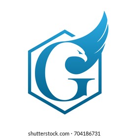 Vector Blue Hive Eagle Letter G Logo