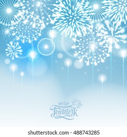 Vector blue holiday fireworks