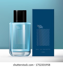 Vector Blue & Holographic Men Fragrance Glass Bottle Packaging Set  with Carton Box.