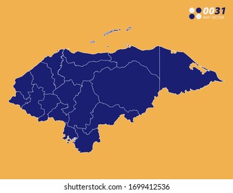 Vector blue of Honduras map on yellow background.