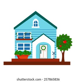 Vector blue house.