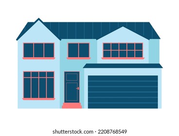 Casa azul vectorial de estilo plano