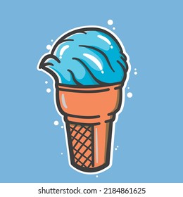 ilustración de helado azul vectorial. personaje de caricatura de mezcla azul para heladería