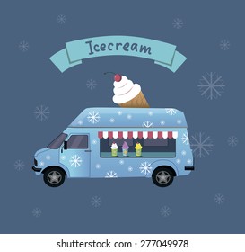 vector blue ice cream van