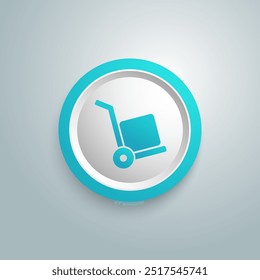 Vetor ícone azul carrinho com caixa. ícone do carrinho