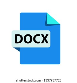 Vector blue icon DOCx. File format extensions icon. flat design style. 