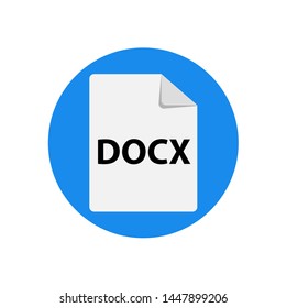 Vector blue icon DOCx. File format extensions icon. flat design style. Circle buttons.