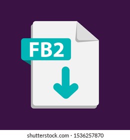 Vector  blue icon FB2. File format extensions icon. flat design style. 