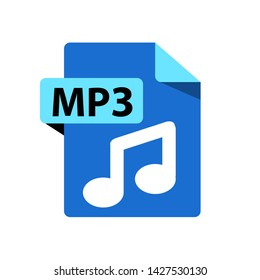 Vector blue icon MP3. File format extensions icon. flat design style. 