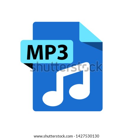 Vector blue icon MP3. File format extensions icon. flat design style. 