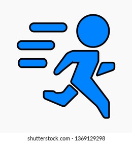 Vector blue icon of a running man.